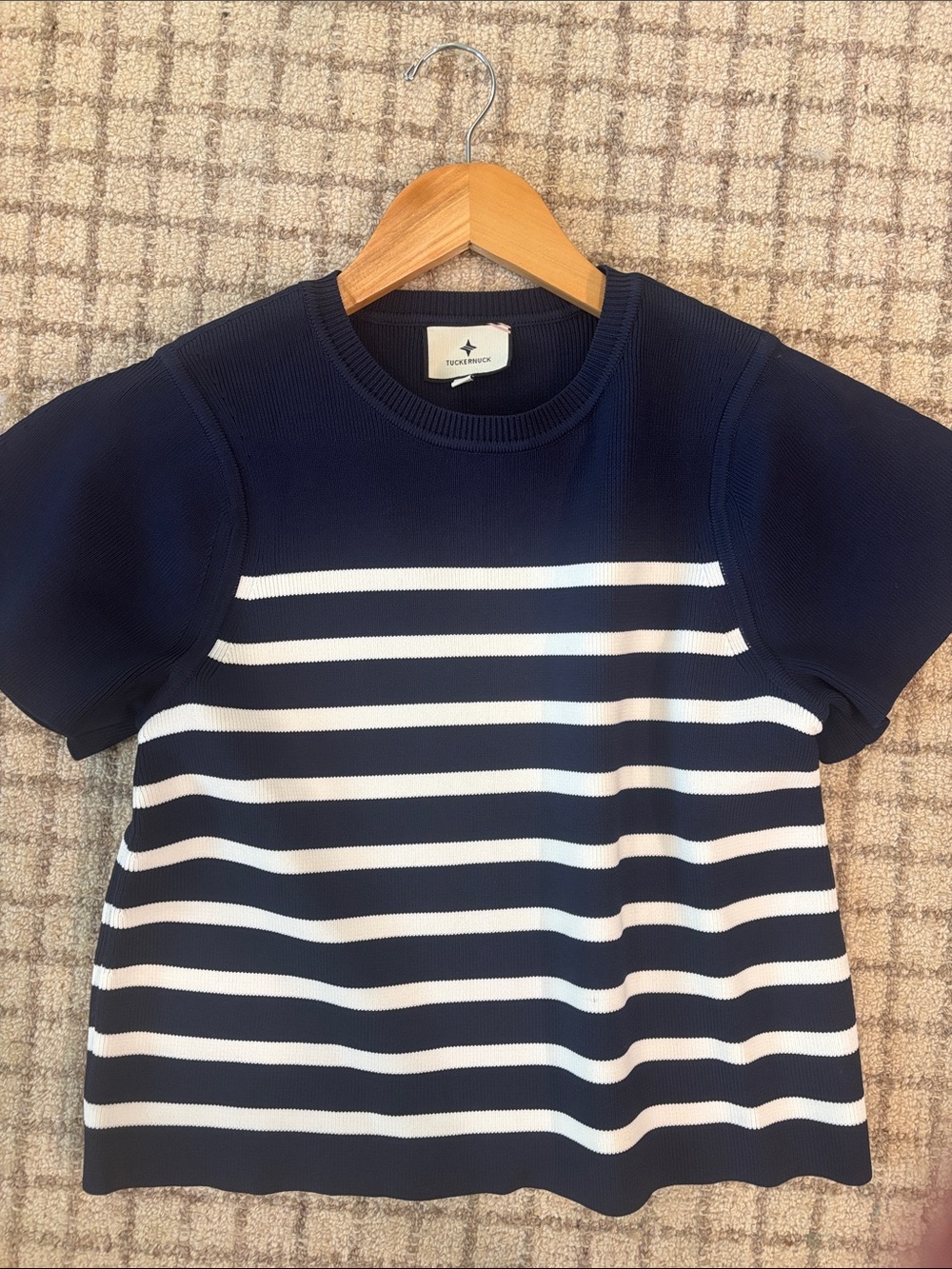 Tuckernuck Navy and White Striped Short Sleeve Tee